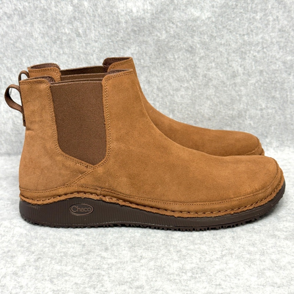 Chaco Paonia Mens Size 10 Chelsea Boots Cinnamon Brown Suede JCH108551